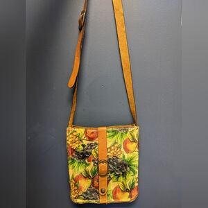 Patricia Nash Italian Leather Fruit Print Crossbody Bag